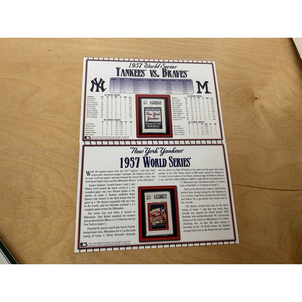 1957 New York Yankees Stamp  World Series Champions Commemorative on Card